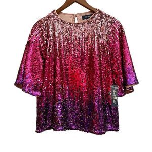 ModCloth Women’s NWT Pink and Purple Ombré Sequin Wide Sleeve Party Event Top